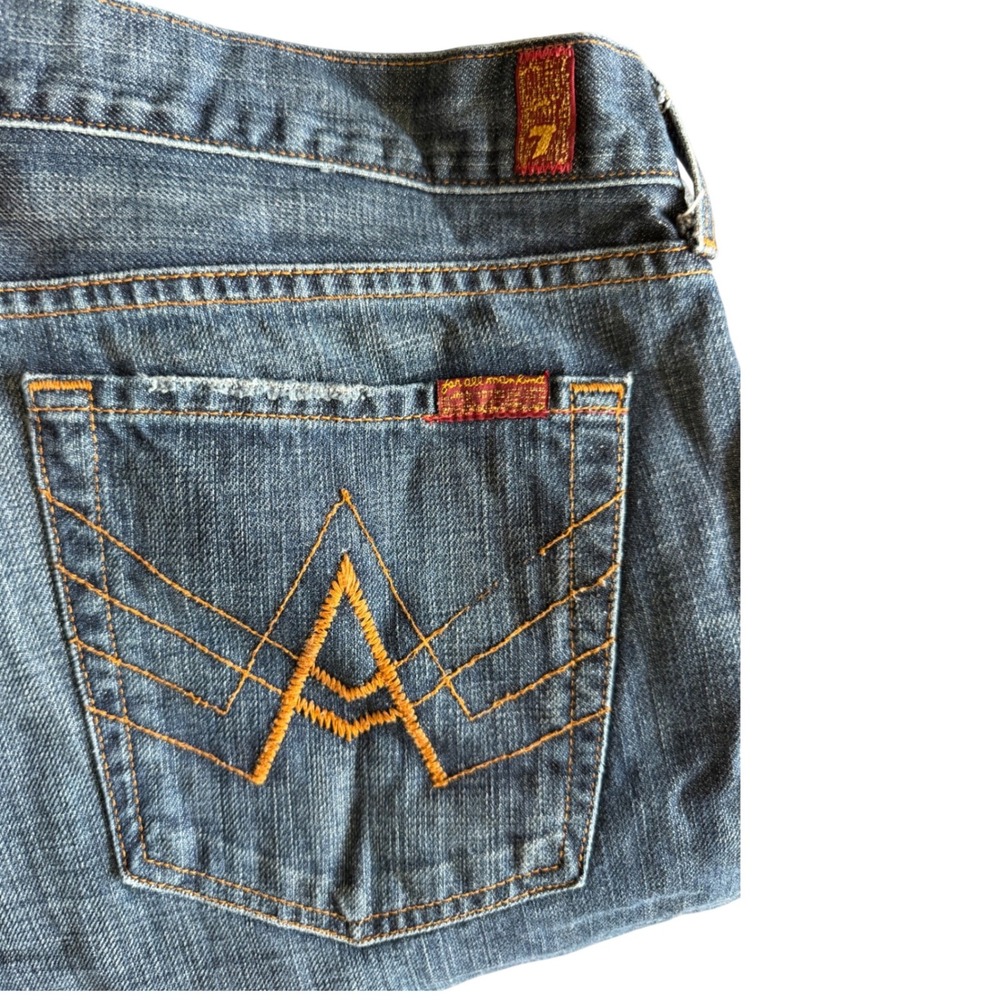 7 For All Mankind A Pocket Jeans Mens 38 Blue Medium Wash Straight Leg T530061U - Picture 5 of 9